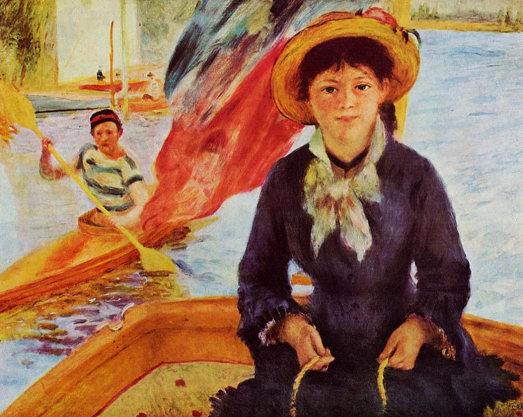 Canoeing young girl in a boat 1877